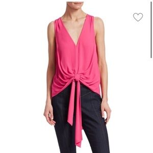 CINQ À SEPT Pink Aisha Tie-Front Sleeveless Blouse Sz S
